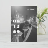 Modern Black White Retro Wedding Elopement Party Einladung (Stehend Vorderseite)