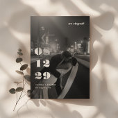 Modern Black White Retro Wedding Elopement Party Einladung