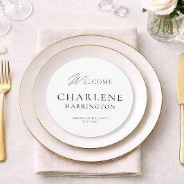 Modern Black & White Round Wedding Sign & Menu Menükarte