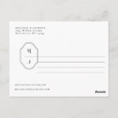 Modern Black & White Save the Date Monogram Crest Postkarte (Rückseite)
