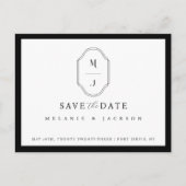 Modern Black & White Save the Date Monogram Crest Postkarte (Vorderseite)