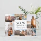 Modern Black + White Script 2026 Graduation Einladung (Stehend Vorderseite)