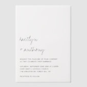 Modern Black & White Script Minimalistic Wedding Pergament Einladungen (Vorderseite)