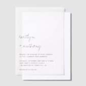 Modern Black & White Script Minimalistic Wedding Pergament Einladungen (Versetzt)