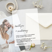 Modern Black & White Script Minimalistic Wedding Pergament Einladungen