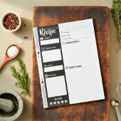  Modern Black & White Sheets | Blank Recipe Pages Notizblock