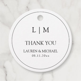 Modern Black & White Simple Monogram Vielen Dank Geschenkanhänger