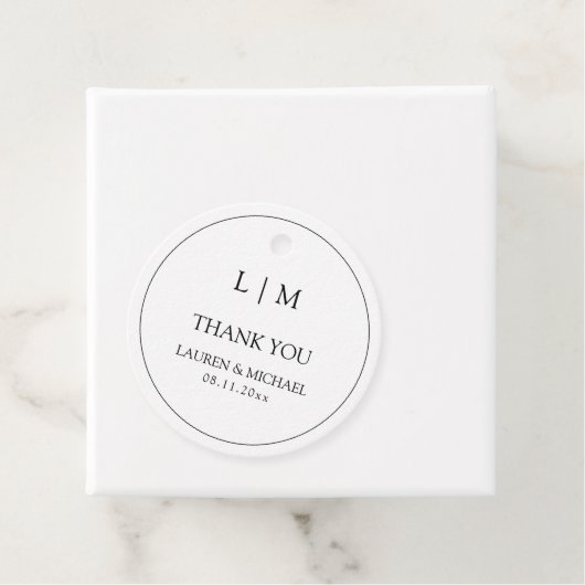 Modern Black & White Simple Monogram Vielen Dank Geschenkanhänger (Beispiel)