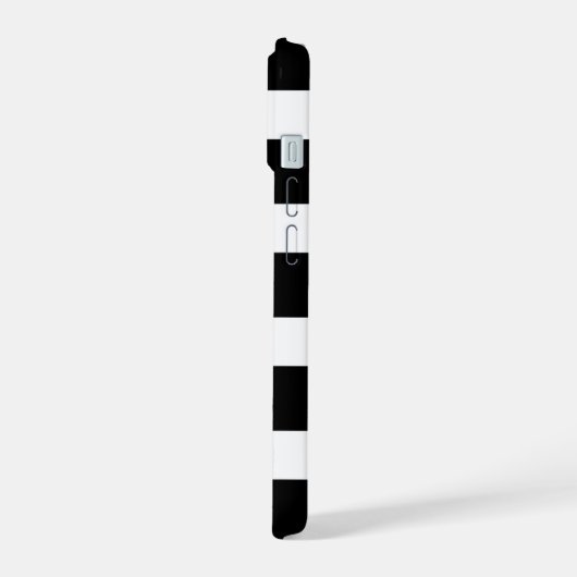 Modern Black & White Striped iPhone 15 Hülle (Linke Seite)