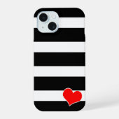Modern Black & White Striped iPhone 15 Hülle (Rückseite)