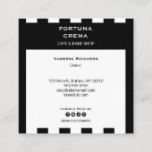 Modern Black & White Stripes Business Name  Quadratische Visitenkarte (Rückseite)