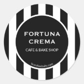 Modern Black & White Stripes Business Name Runder Aufkleber (Vorderseite)
