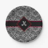 Modern Black White Stripes Pattern Monogram Custom Pappteller (Vorderseite)