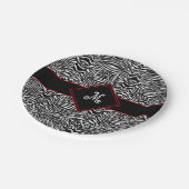 Modern Black White Stripes Pattern Monogram Custom Pappteller (Schrägansicht)