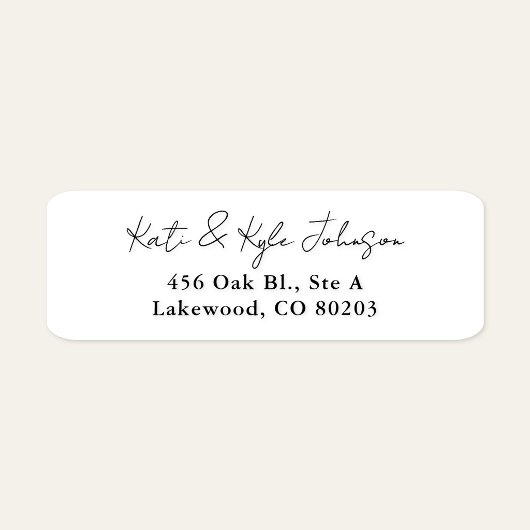 Modern Black White Stylish Script Return Address