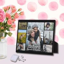 Modern Black White Text Sisters Foto Collage