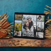 Modern Black White Text Sisters Foto Collage Fotoplatte (Seite)