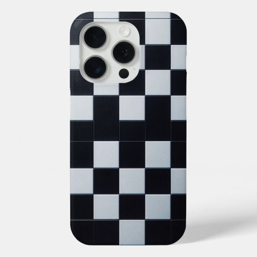 Modern Black & White Textured Checkerboard Phone  Case-Mate iPhone Hülle (Rückseite)