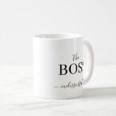 Modern Black & White The Boss Name | Girly Gift Kaffeetasse (VorderseiteRechts)