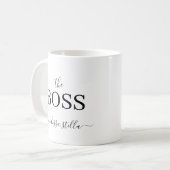 Modern Black & White The Boss Name | Girly Gift Kaffeetasse (Vorderseite Links)