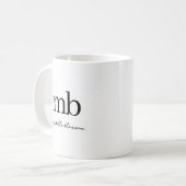 Modern Black White Trendy Script Initial Monogram Kaffeetasse (Vorderseite Links)