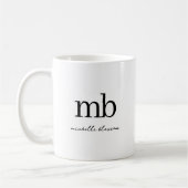 Modern Black White Trendy Script Initial Monogram Kaffeetasse (Links)