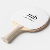 Modern Black White Trendy Script Initial Monogram Tischtennis Schläger (Vorderseite)