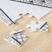 Modern Black White Triangles Geometric Pattern Puzzle (Seite)