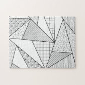 Modern Black White Triangles Geometric Pattern Puzzle (Horizontal)
