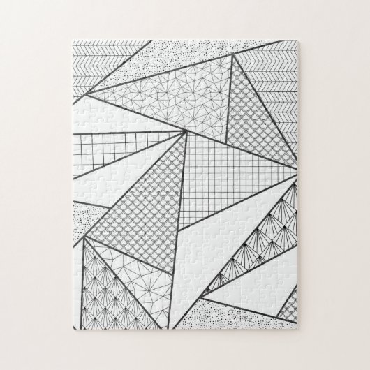 Modern Black White Triangles Geometric Pattern Puzzle (Vertikal)