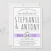 Modern black, white typography lavender wedding einladung (Vorderseite)