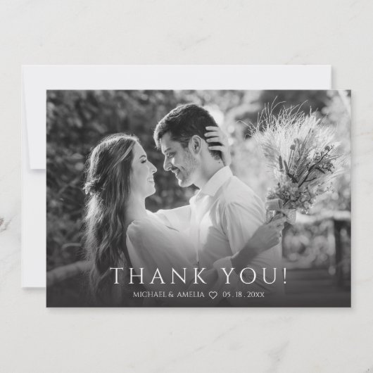 Modern Black & White Wedding Dankeschön Card Dankeskarte (Vorderseite)