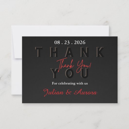 Modern Black & White Wedding Dankeschön Card RSVP Karte (Vorderseite)