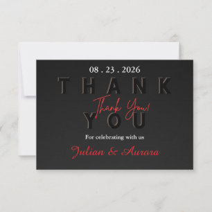 Modern Black & White Wedding Dankeschön Card RSVP Karte