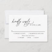 Modern Black & White Wedding Meal Options RSVP Karte (Vorderseite)