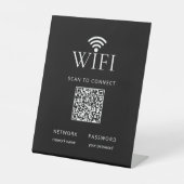 Modern Black WiFi Network Password QR Code Sign  Sockelschild (Vorderseite)