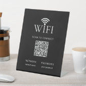 Modern Black WiFi Network Password QR Code Sign  Sockelschild (In SItu)