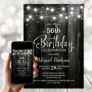 Modern Black Wood Birthday Party Einladung