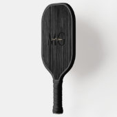 Modern Black Wood Gold Monogram Initials Pickleball Schläger (Links)