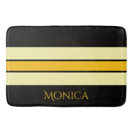  modern black &yellow beige  monogram name badematte