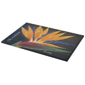 Modern Black Yellow Floral Birds Paradise Name Schneidebrett (Ecke)