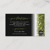 Modern Black Yellow Green Sparkle Glitzer Add Logo Visitenkarte (Rückseite)