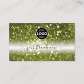 Modern Black Yellow Green Sparkle Glitzer Add Logo Visitenkarte (Vorderseite)