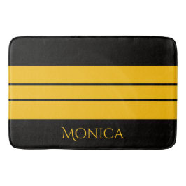  modern black &yellow  monogram name badematte