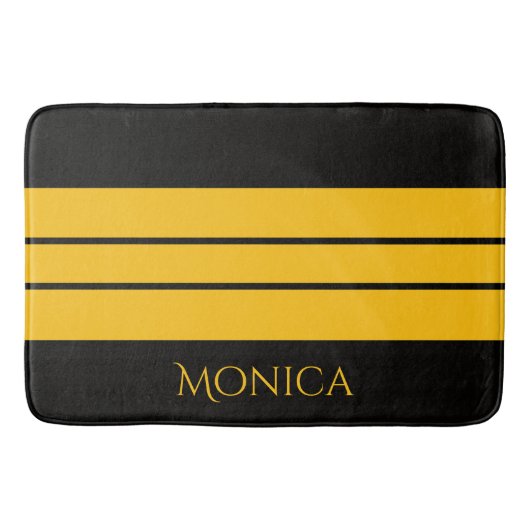  modern black &yellow  monogram name badematte (Vorderseite)