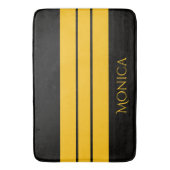  modern black &yellow  monogram name badematte (Vorderseite Vertikal)