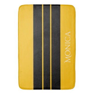  modern black &yellow  monogram name badematte