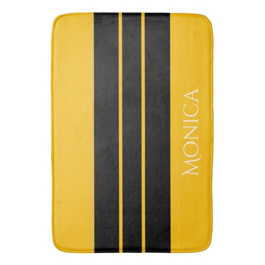 modern black &yellow monogram name badematte (Vorderseite Vertikal)