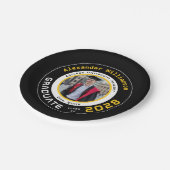 Modern Black Yellow White Graduation Photo Party Pappteller (Schrägansicht)