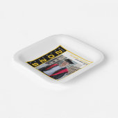 Modern Black Yellow White Graduation Photo Party Pappteller (Gewinkelt)